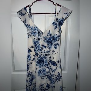 Blue + white romper dress